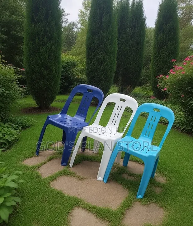 8001 Garden Chairs - Plastic, White, Brand New - 1