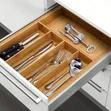 Bamboo Wooden Cutlery Organizer - Expandable Drawer Tray - 1