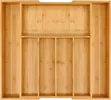 Bamboo Wooden Cutlery Organizer - Expandable Drawer Tray - 3