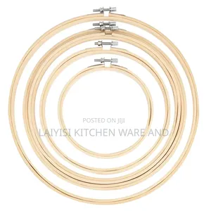 Set of 5 Wooden Round Embroidery Hoops (4"-10")