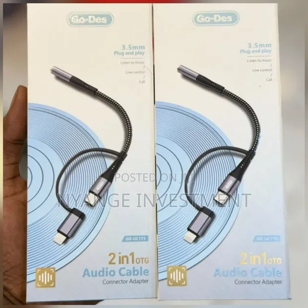 Go Des 2-in-1 OTG Audio Cable (Lightning + Type-C) - 1