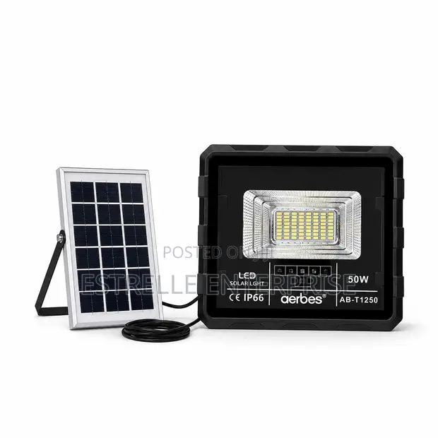 50W Solar Floodlight Outdoor Security with Panel - 1