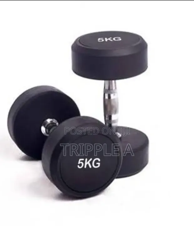5kg Rubber Coated Round Dumbbells - 1