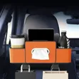 Leather and Fabric Car Organizer with Cup Holder - 1