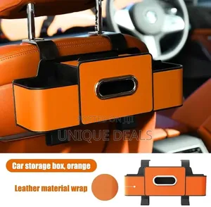 Leather and Fabric Car Organizer with Cup Holder
