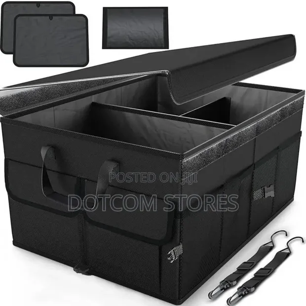 Black Car Trunk Organizer with Foldable Lid - 1