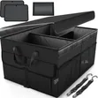 Black Car Trunk Organizer with Foldable Lid - 1