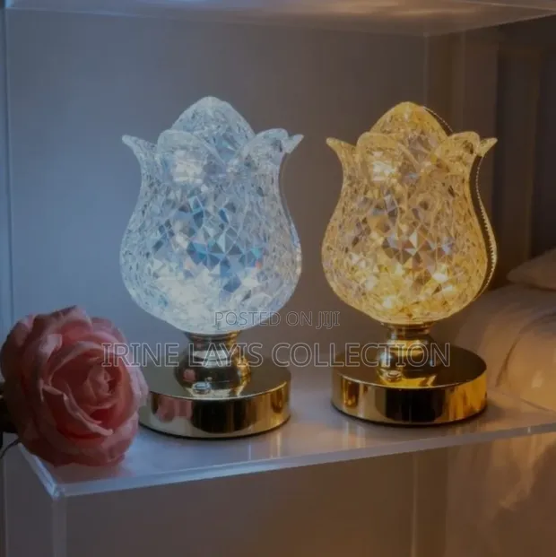 Diamond Rechargeable Touch Lamp with Crystal Flower Shade - 1