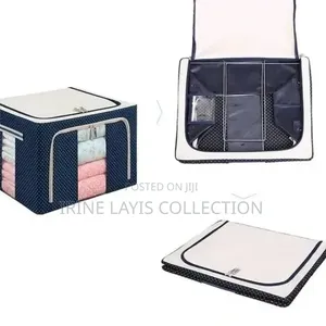 Foldable Clothing Storage Box with Steel Frame (66L-72L)