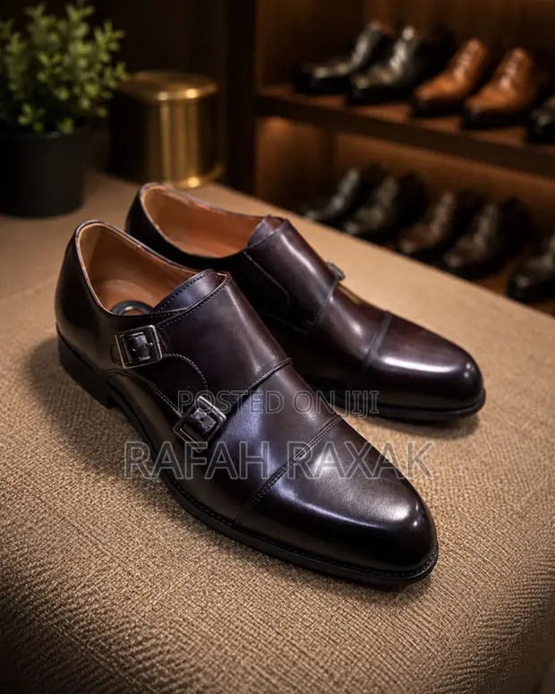 Men's John Foster Double Monk Strap Formal Shoes - Dark Tan - 1