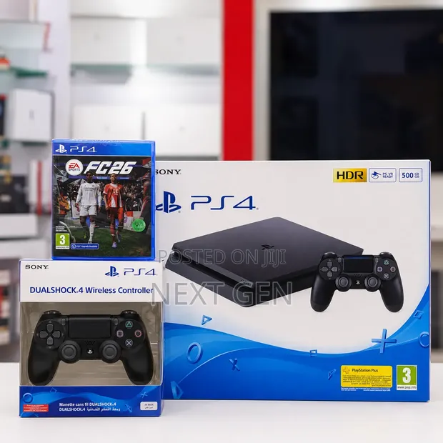 PS4 Slim 500GB Bundle - 2 Controllers + Free Game - 1