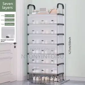 7-Layer Dust Proof Shoe Rack - White