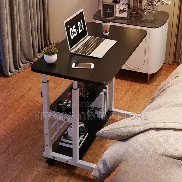 Portable Adjustable Laptop Table with Wheels - 1
