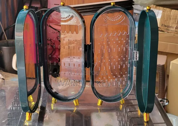 Foldable Jewelry Organizer with Mirror - 1