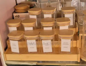 Organized Spice Rack Set - Glass Jars with Bamboo Lids