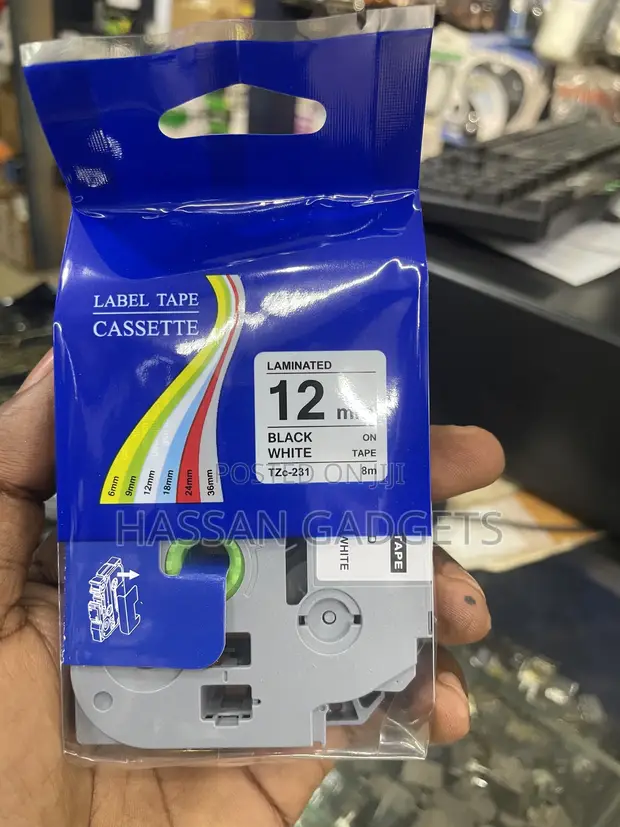 Label Printer Tape 12mm Cassette (5-Pack) - 1
