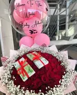 Flower Bouquet with Balloon and Cash Holder - 1