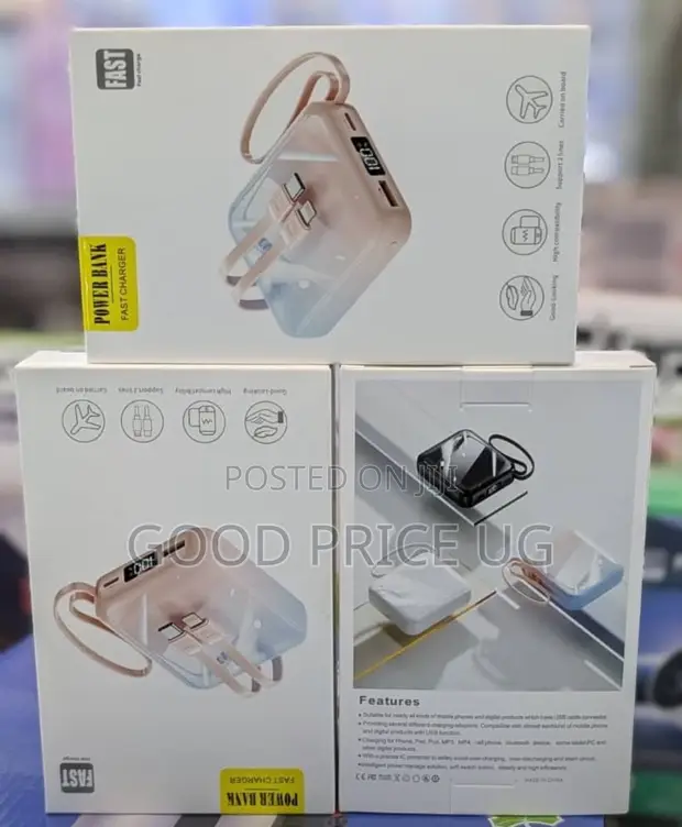 Mini Portable Fast-Charging Power Bank with Built-in Cables - 1