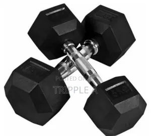 Pair of 7.5kg Rubber Coated Dumbbells (Black/Silver)