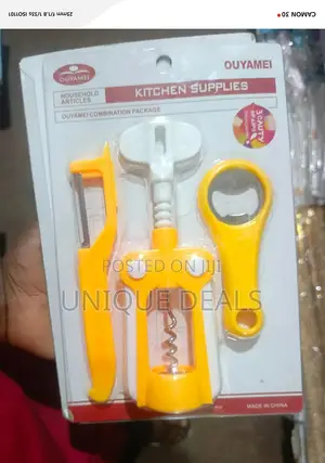 3-Piece Kitchen Tool Set: Corkscrew, Bottle Opener, Peeler