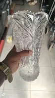 UK Used Clear Crystal or Pressed Glass Flower Vase - 1