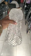 UK Used Clear Crystal or Pressed Glass Flower Vase - 3