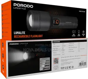 Porodo Luminate Rechargeable Flashlight Torch 30W
