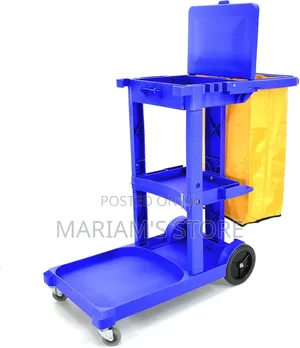 Commercial Cleaning Cart with Waste Bag and Shelves