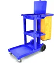 Commercial Cleaning Cart with Waste Bag and Shelves - 1
