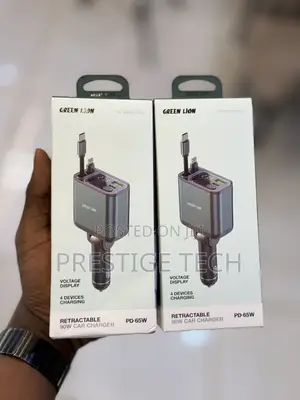 Green Lion 90W Car Charger with Dual Retractable Cable