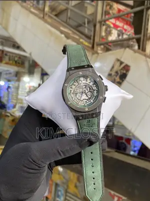 Hublot Mechanical Watch with Green Leather Strap