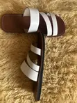 Women's Leather Casual Sandals - White - 2