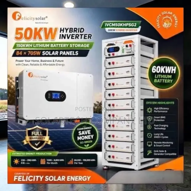 50KW Hybrid Solar System with 60kWh LiFePO4 Battery Backup - 1
