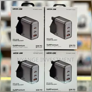 Green Lion GaN Premium Charger 65W PD with UK Plug
