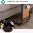 Mobile Side Table with Wheels & Pocket - Walnut - 5