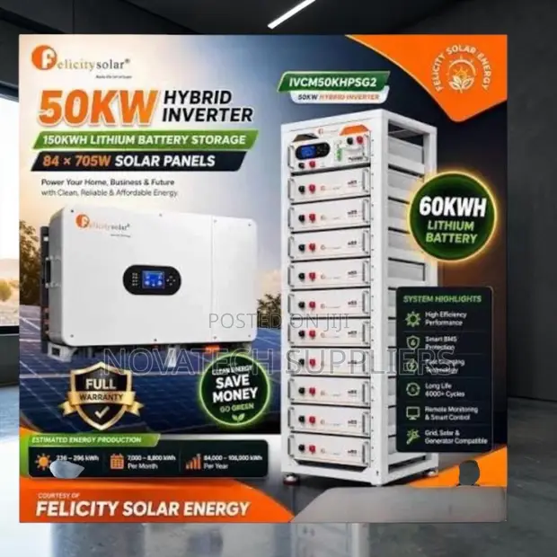 50KW Hybrid Solar System with 60kWh Lithium Battery - 1