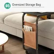 C-Shaped Side Table with Wood-Grain Top & Storage Pocket - 2