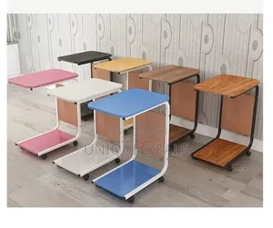 C-Shaped Side Table with Storage Pocket