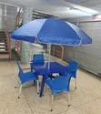 Durable Outdoor Plastic Chairs, Table & Umbrella Set - 2