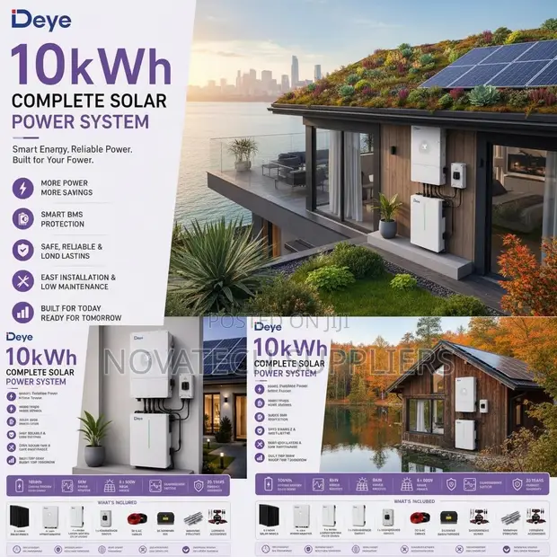 Deye Full Solar Energy Kit: 8kW Inverter, 10kWh Battery - 1