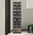 9-Tier, 2-Row Foldable Shoe Rack with Transparent Doors - 1