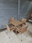 Fanback Plastic Chairs and Table - 1