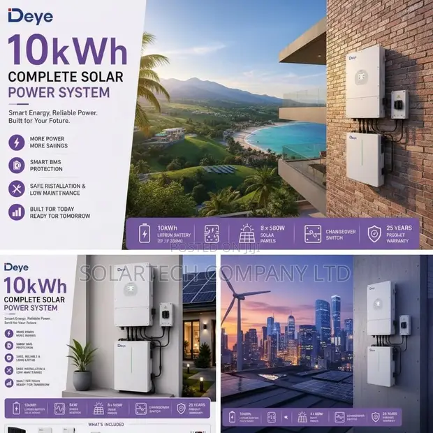 Deye 10kWh Solar System | 8kW Hybrid Inverter | 10-Year Warranty - 1