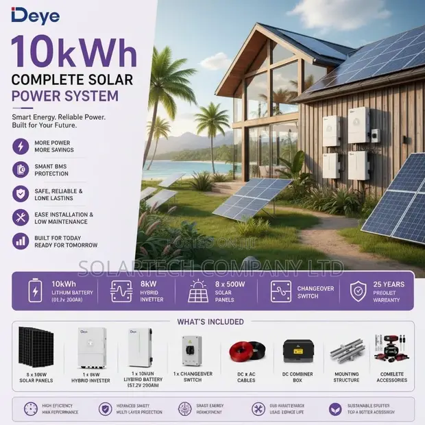 Deye 10kWh Complete Solar Kit | 8kW Hybrid Inverter - 1