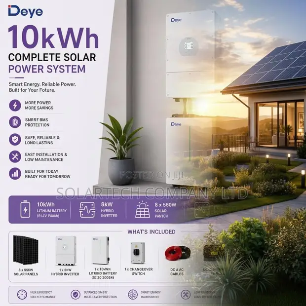 10kWh Complete Solar Solution with 8kW Deye Hybrid Inverter - 1