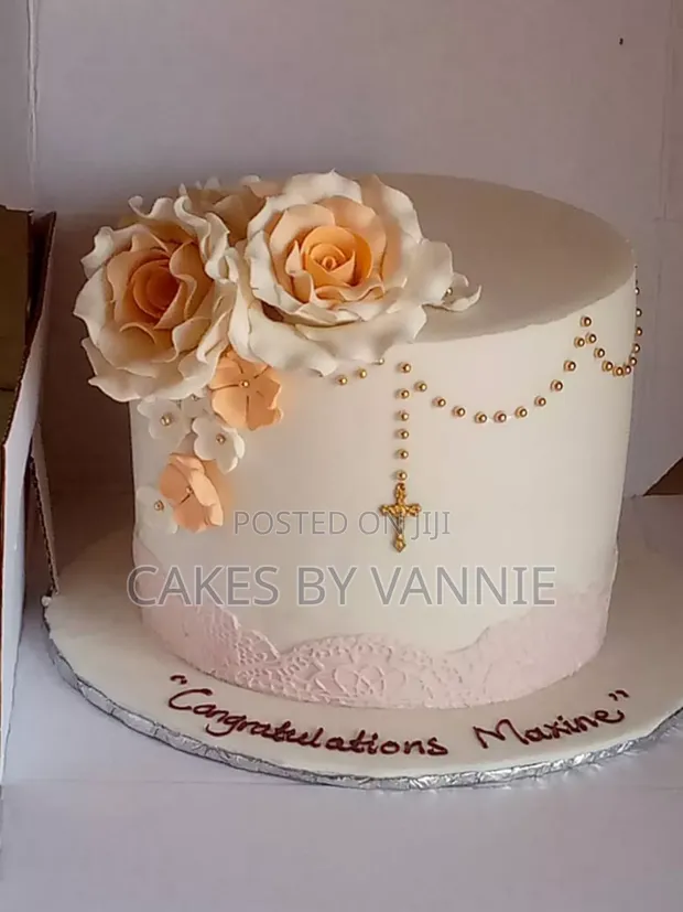Baptism Cake - Peach - 1