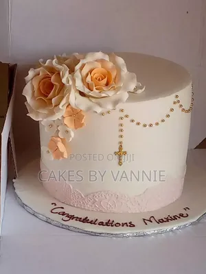 Baptism Cake - Peach