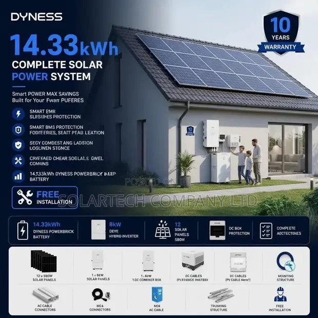 14.33kWh Dyness Lithium Solar Power System with 8kW Deye Inverter - 1