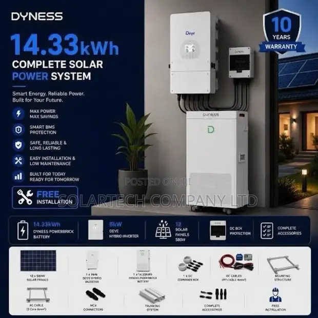Dyness 14.33kWh LiFePO4 Solar System with 8kW Deye Inverter - 1