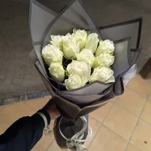 White Dozen Rose Bouquet - Deluxe
